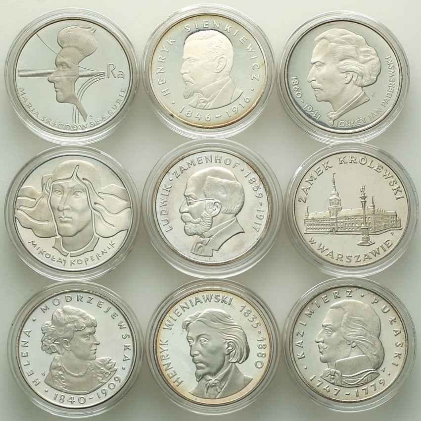 PRL. 100 złotych 1973-1979, zestaw 9 sztuk